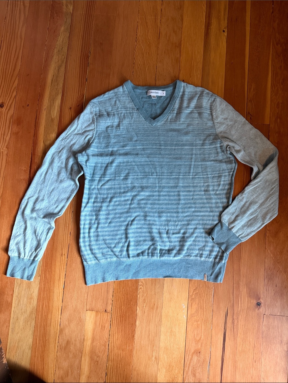 FREE Calvin Klein Light Blue Striped V-Neck Sweater